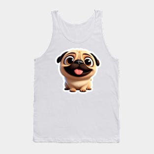 Pug puppy smiling face cartoon. Tank Top